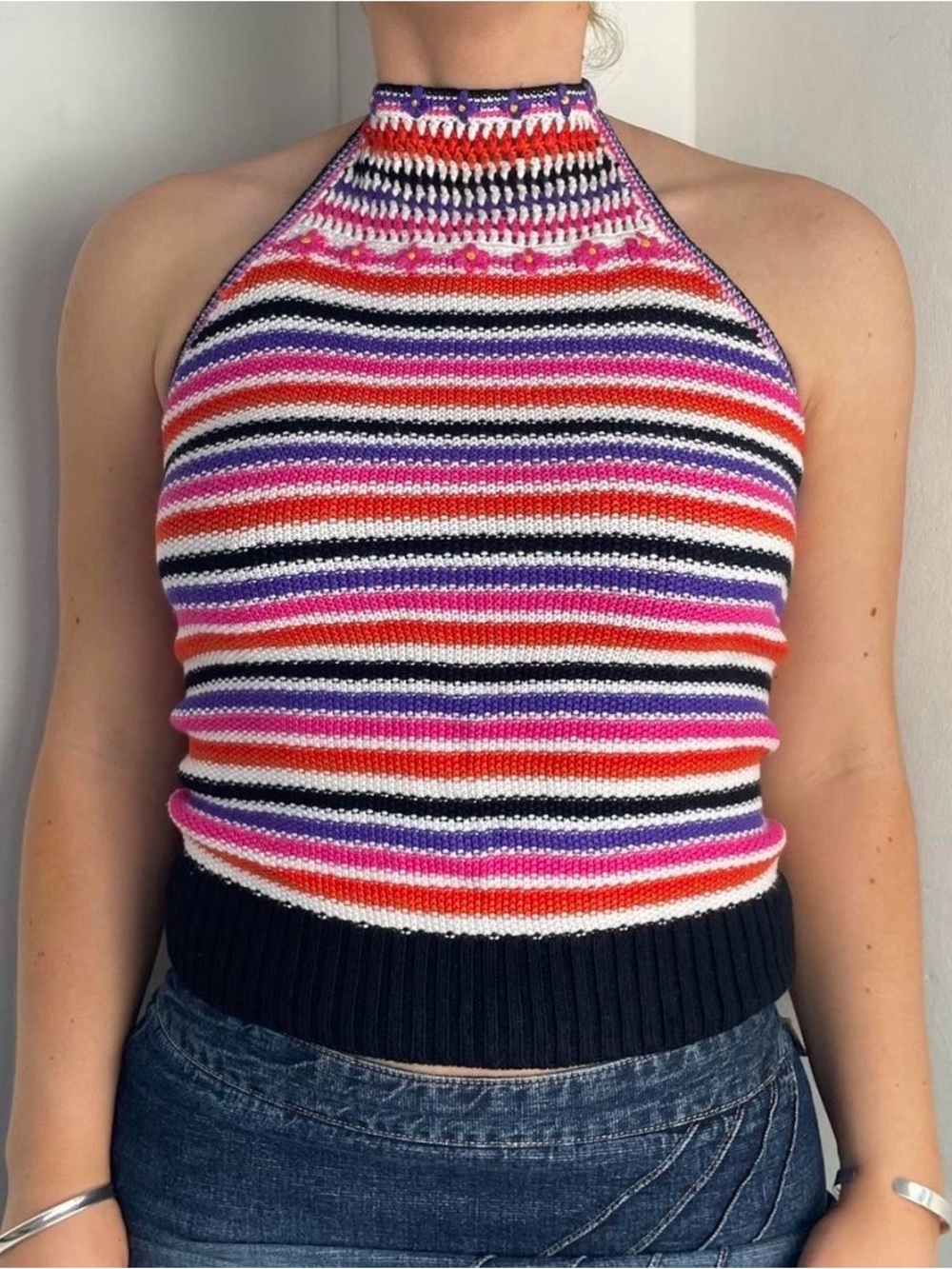 Just Cavalli Multicolor Striped Halter Knit Top
